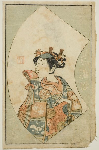 Skuespilleren Arashi Hinaji, fra "A Picture Book of Stage Fans (Ehon butai ogi)" af Ippitsusai Bunchō