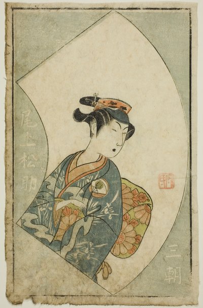 Skuespilleren Onoe Matsusuke I, side fra "A Picture Book of Stage Fans (Ehon butai ogi)" af Ippitsusai Bunchō