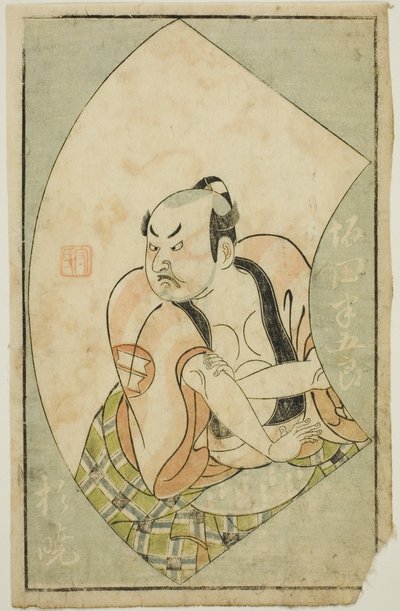 Skuespilleren Sakata Hangoro II, fra "A Picture Book of Stage Fans (Ehon butai ogi)" af Ippitsusai Bunchō