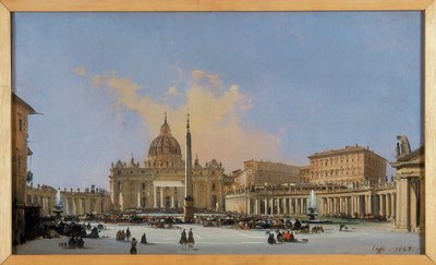 Pavelig velsignelse på Piazza San Pietro af Ippolito Caffi
