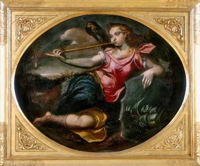 Fame, værk af Ippolito Scarsella, også kendt som lo Scarsellino, konserveret på Galleria Estense i Modena af Ippolito Scarsella