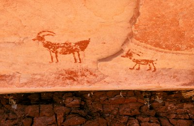 Klippekunst af Anasazi og andre pueblo-beboere fra de tidlige indbyggere i Four Co... af Ira Block