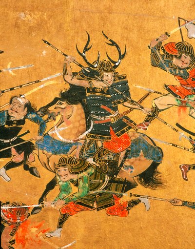Samuari - 2 paneler, der viser en detaljescene fra slaget ved Osaka, 2005 (foto) af Ira Block