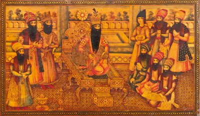 Detalje af en Qajar-kiste af Iranian School