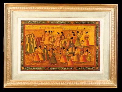 En af et par malede paneler, Qajar Iran, 1850-75 af Iranian School