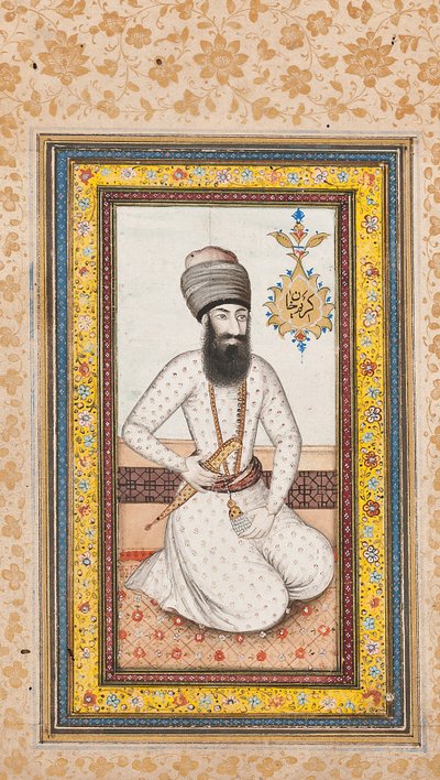 Portræt af Karim Khan Zand, en af et par med Nadir Shah, Qajar Iran af Iranian School