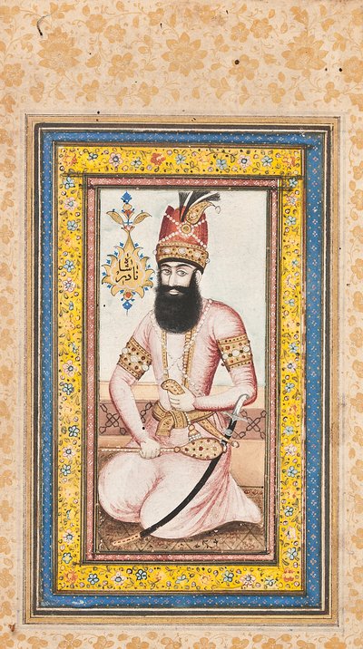 Portræt af Nadir Shah, en af et par med Karim Khan Zand, Qajar Iran af Iranian School