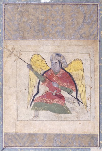 En engel iført en turban, med en stav, c.1370-80 af Iraqi School