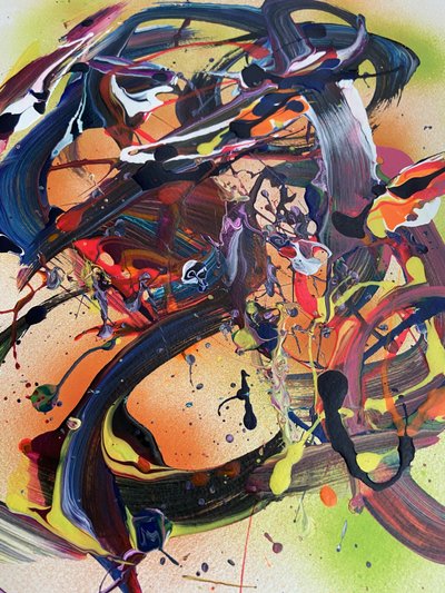 Livlige abstrakte penselstrøg af Irene Chua