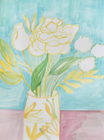 Blød gul blomstervase af Iria Fernandez