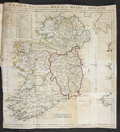 Kort over veje i Irland, fra 