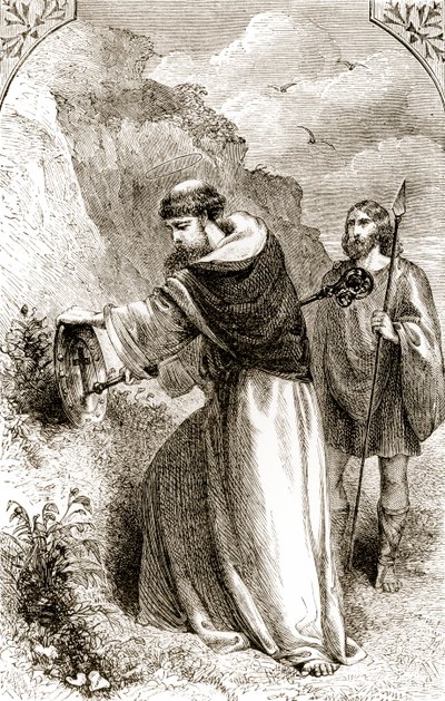 St. Patrick, der markerer Connals skjold med korset, fra The Trias Thuamaturga, eller Three Wonder-Working Saints of Ireland, af Mary Cusack (1829-99) udgivet ca. 1890