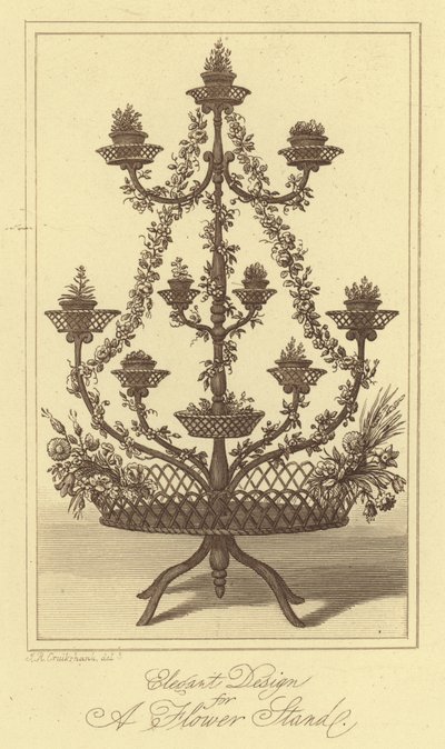 Elegant design til et blomsterstativ (gravering) af Isaac (after) Cruikshank