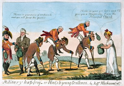Militær springfrø eller tip til unge herrer af Isaac (after) Cruikshank