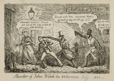 Mordet på vandmanden John Wood, juli 1833 (kobberstik) af Isaac (after) Cruikshank