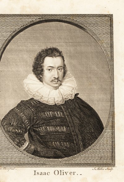 Portræt af Isaac Oliver eller Isaac Olivier, franskfødt engelsk portræt-miniaturemaler, ca. 1565-1617 af Isaac (after) Oliver