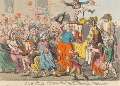 Lord Mum überwältigt von Pariser Umarmungen af Isaac Cruikshank