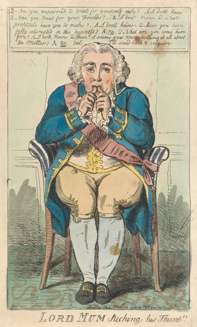 Lord Mum sutter på sin tommelfinger af Isaac Cruikshank