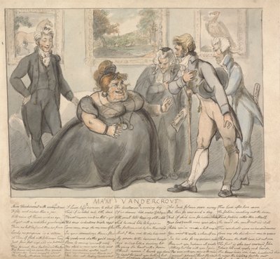 Fru Vandercrout og bejlere af Isaac Cruikshank