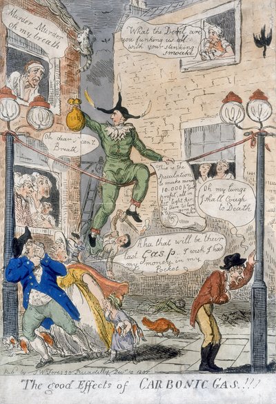 The Good Effects of Carbonic Gas!, 1807 (håndfarvet gravering) af Isaac Cruikshank