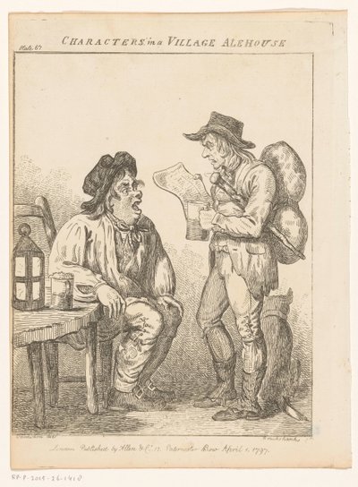 To mænd i en landsbypub i Derbyshire Karakterer i en landsby alehouse (original titel) Genrescener fra forskellige dele af England og Wales (serietitel) Excentriske udflugter eller litterære og billedlige skitser af ansigt, karakter og af Isaac Cruikshank