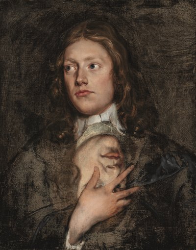 Portræt af en herre, brystlængde, med yderligere et portræt nedenunder (olie på lærred) af Isaac Fuller