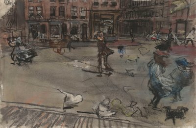 Vindstød på Dapperplein i Amsterdam af Isaac Israels