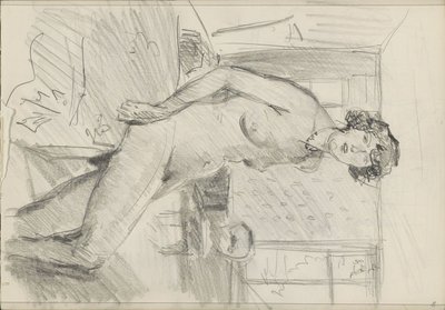 Siddende kvindelig nøgen i et interiør af Isaac Israels