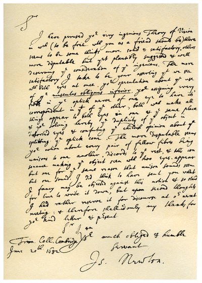 Brev fra Sir Issac Newton til William Briggs, 20. juni 1682. af Isaac Newton