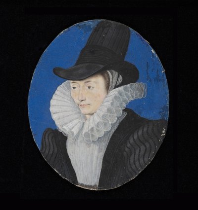 Portrætminiature af en ukendt dame, ca. 1590 (wc på vellum) af Isaac Oliver