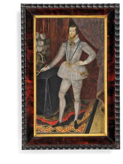 Robert Devereux, 2. jarl af Essex (vellum med skildpadderamme og guldbeslag) af Isaac Oliver