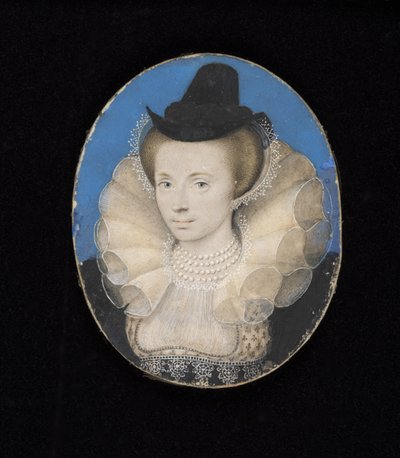 Ukendt dame, ca. 1595-1600 (akvarel på vellum lagt på kort) af Isaac Oliver