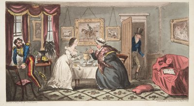 A Bath Beau and Frail Belle or the Mr B. and Miss L., fra The English Spy, pub. 1824 (håndkoloreret gravering) af Isaac Robert Cruikshank