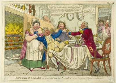 Beauties of Grease [ændret til] Greece - or - Luxuries of the Kremlin. Vide Brighton Vagaries. A Kitchen Frolic. af Isaac Robert Cruikshank