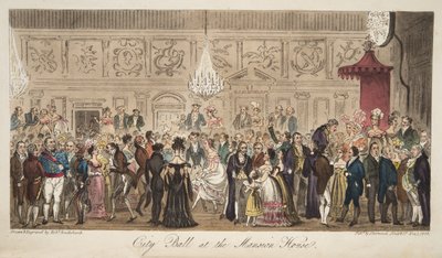 City Ball at the Mansion House, fra The English Spy, pub. 1824 (håndfarvet gravering) af Isaac Robert Cruikshank