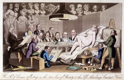Tegnekursus for voksne. I ""The English Spy"" af Charles Molloy Westmacott. Tegning af Robert Guikshand af Isaac Robert Cruikshank