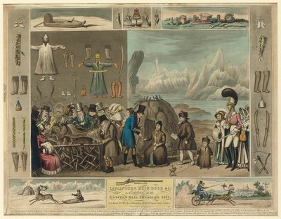 Laplanders, Reindeer etc., as exhibited at the Egyptian Hall, Piccadilly, 1822dani af Isaac Robert Cruikshank
