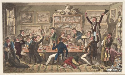Oxford Transports, eller University Exiles, fra The English Spy, udgivet London, 1824 (håndfarvet gravering) af Isaac Robert Cruikshank