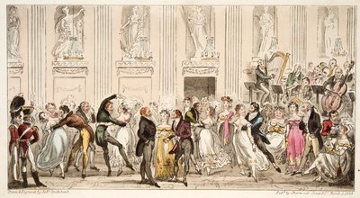 The Cyprians Ball at the Argyle Rooms, fra The English Spy, pub. 1824 (håndfarvet gravering) af Isaac Robert Cruikshank
