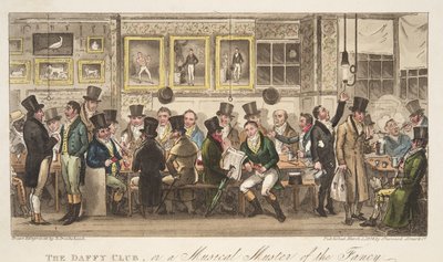 The Daffy Club, eller en musikalsk samling af fancy, fra The English Spy, pub. 1824 (håndfarvet gravering) af Isaac Robert Cruikshank