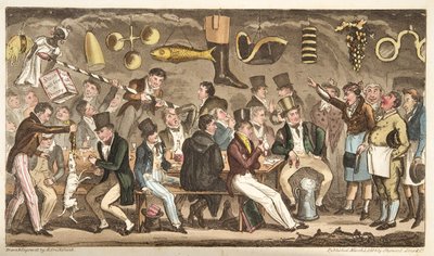 Oppidans Museum, eller Eton Court of Claims ved Christopher, fra The English Spy, udgivet London, 1824 af Isaac Robert Cruikshank