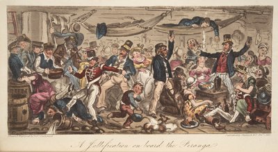The Return to Port, fra The English Spy, pub. 1824 (håndfarvet gravering) af Isaac Robert Cruikshank