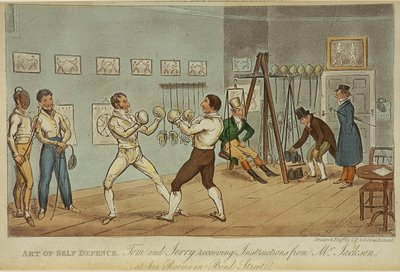 Art of Self Defense (farve litho) af Isaac Robert and George Cruikshank