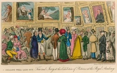 En vel brugt skilling: Tom og Jerry ved udstillingen af billeder på Royal Academy af Isaac, Robert and George Cruikshank