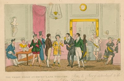 The Green Room på Drury Lane Theatre, London af Isaac, Robert and George Cruikshank