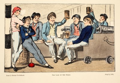 The Lads of the Ocean, 1805 (håndfarvet gravering) af Isaac, Robert and George Cruikshank