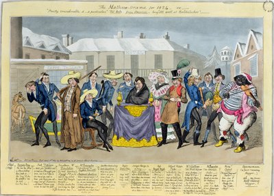 The Mathew-Orama for 1824, udgivet af G. Humphrey, 1824 (farvet radering) af Isaac, Robert and George Cruikshank