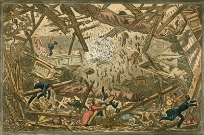 Faldet af New Brunswick Theatre, 28. februar 1828 af Isaac, Robert and George Cruikshank