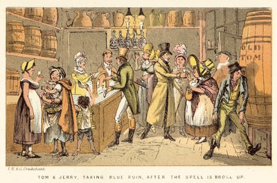 Tom og Jerry, der tager Blue Ruin, efter at fortryllelsen er brudt af Isaac, Robert and George Cruikshank