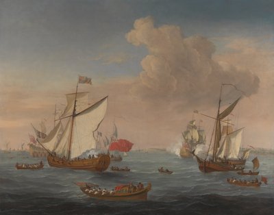 Skibe i Themsens flodmunding nær Sheerness af Isaac Sailmaker